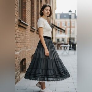 NWT LaRok velvet, satin, and lace skirt